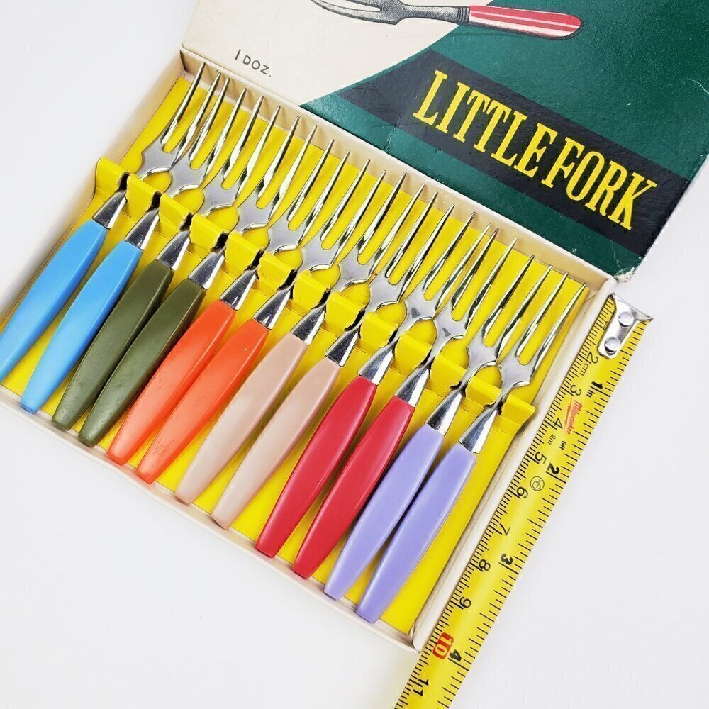 German Cocktail Little Forks Vintage Rostfrei Stainless Steel No. 866 Set 12 MCM - Picture 2 of 12